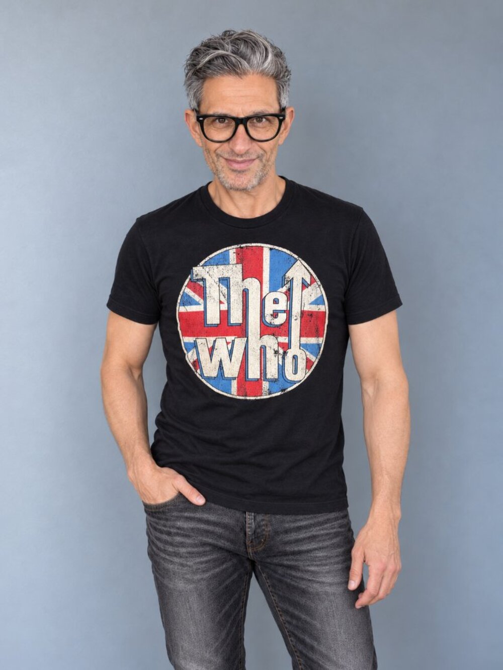 Canvas Men's The Who Union Jack Logo Black Graphic T-Shirt Medium